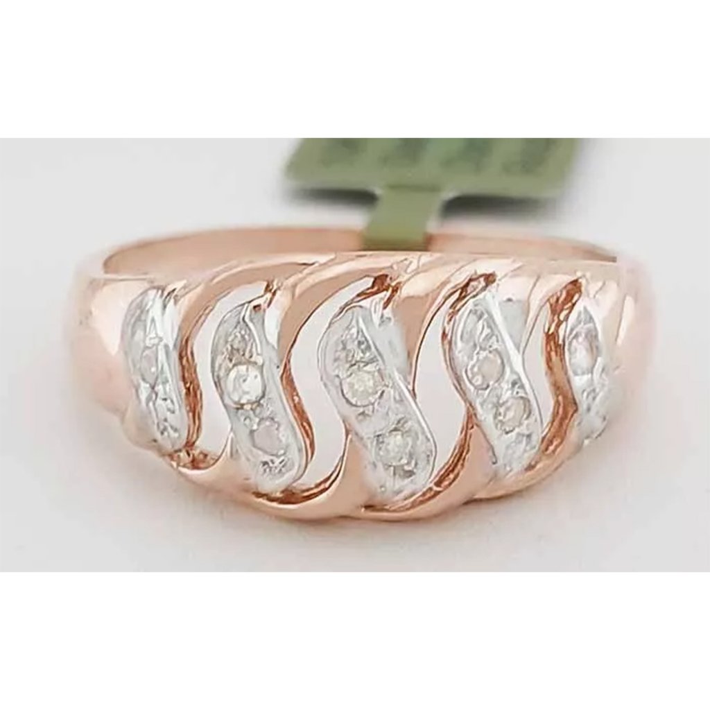 Genuine Diamond Dome Style Ring 10k Rose Gold
